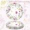 50 Sheets Wildflower Butterfly Floral Round Paper Placemat Watercolor Flower Decorative Paper Table Mat for Spring Wedding Bridal Shower Party Dinner Table Setting, 13 Inch